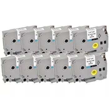 Cartuccia nastro per etichettatura compatibile G&G 20100 per Brother TZe-231, 12 mm, nero su bianco, confezione da 10