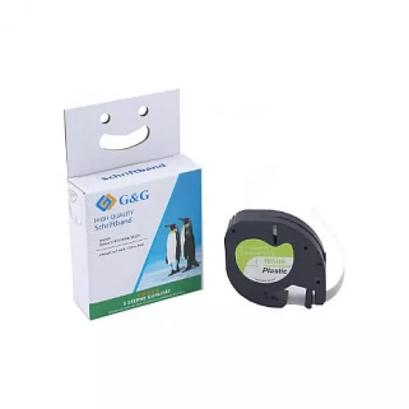 Cartuccia nastro per etichettatura G&G BM-D-G-91221 12mm x 4m bianco/nero per DYMO