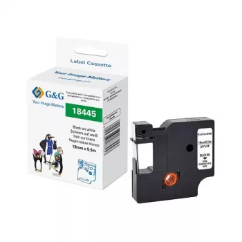 G&G Rhino 21680 nastro per etichettatrice compatibile 19 mm nero su bianco per Dymo Rhino