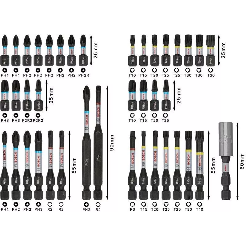 Set di 34 punte per trapano e avvitatore Bosch 2608521U79 con portapunte universale magnetico, valigetta X-Line