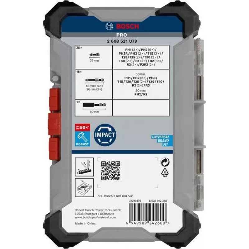 Set di 34 punte per trapano e avvitatore Bosch 2608521U79 con portapunte universale magnetico, valigetta X-Line