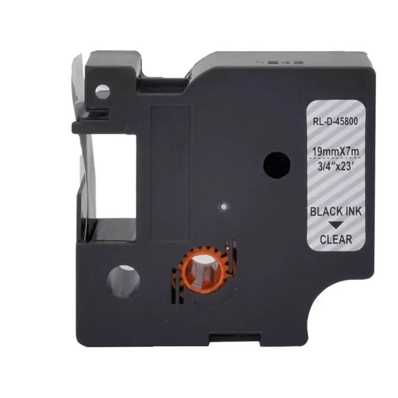 Nastro per etichettatura Dymo D1 compatibile G&G 19 mm x 7 m nero su trasparente (5DY45800-TD)