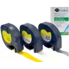G&G TD-RL-D-91201/2/8-3P Set nastri per etichettatrice, 12 mm, confezione da 3 (bianco, giallo, argento su nero), compatibile con DYMO D1