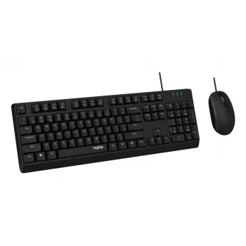 Rapoo NX1500 set tastiera e mouse con filo, full-size QWERTZ, nero R-13100