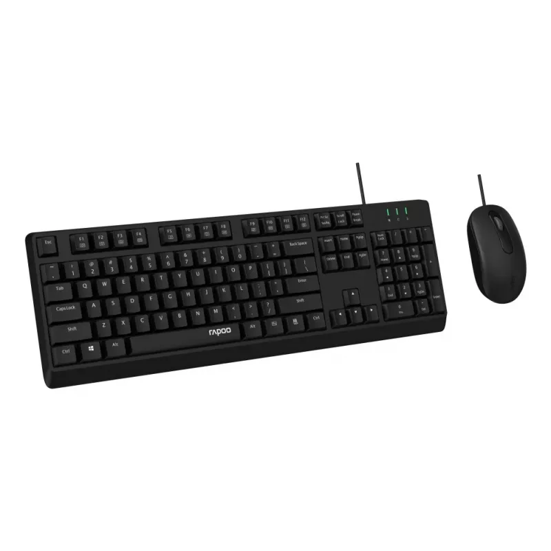 Rapoo NX1500 set tastiera e mouse con filo, full-size QWERTZ, nero R-13100