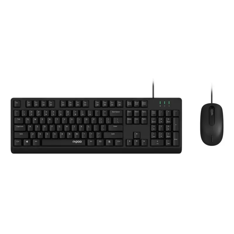 Rapoo NX1500 set tastiera e mouse con filo, full-size QWERTZ, nero R-13100