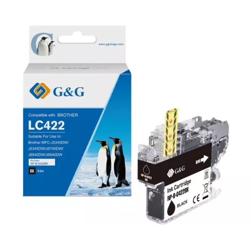 Cartuccia d'inchiostro nera compatibile G&G Brother LC422BK (550 pagine) - 20580