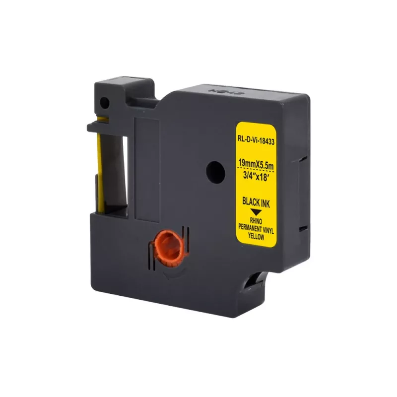 Nastro per etichette in vinile G&G 19mm x 5,5m nero su giallo per Dymo D1 RL-D-Vi-18433-BK/YE-19MM*5.5M