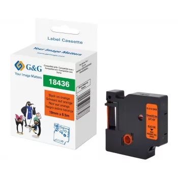 G&G RL-D-Vi-18436 nastro per etichettatura in vinile 19mm x 5,5m arancione con stampa nera RL-D-Vi-18436-BK/OR-19MM*5.5M
