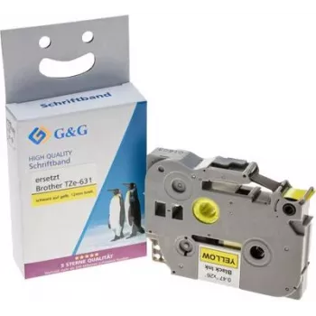 G&G cartuccia nastro per etichettatura Brother TZe-631 nero su giallo 12mm 8m 14957