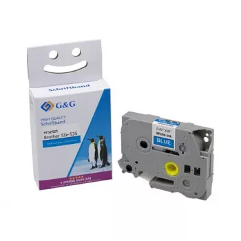 G&G BB-B-G-535 cartuccia nastro per etichettatura compatibile con Brother TZe-535, blu/bianco, 12mm x 8m
