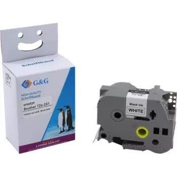 G&G cartuccia nastro per etichettatura compatibile Brother TZe-261 nero su bianco 36mm laminato 14975