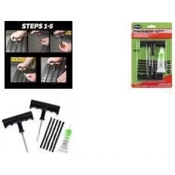Kit riparazione pneumatici con vermicelli IWH Slime, kit riparazione forature tubeless da 8 pezzi con attrezzi a manico a T e 5 vermicelli in gomma butilica 20500