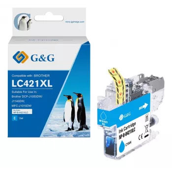 Cartuccia d'inchiostro G&G compatibile Brother LC421XLC alta capacità ciano (500 pagine)