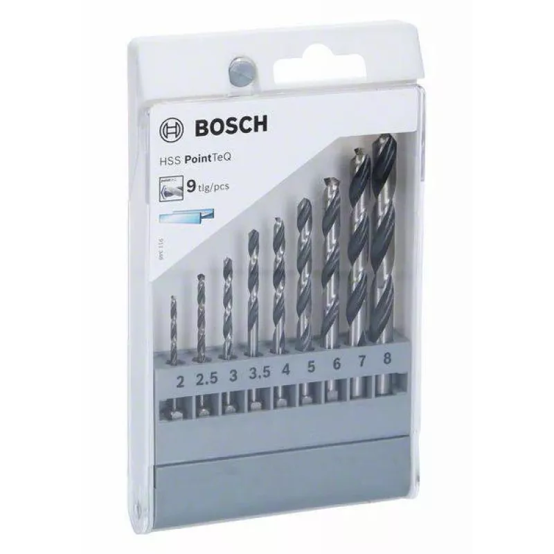 Set punte per metallo Bosch HSS PointTeQ, 9 pezzi, 2-10 mm, punte elicoidali 2607002826