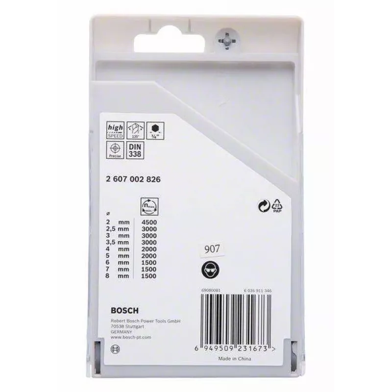 Set punte per metallo Bosch HSS PointTeQ, 9 pezzi, 2-10 mm, punte elicoidali 2607002826