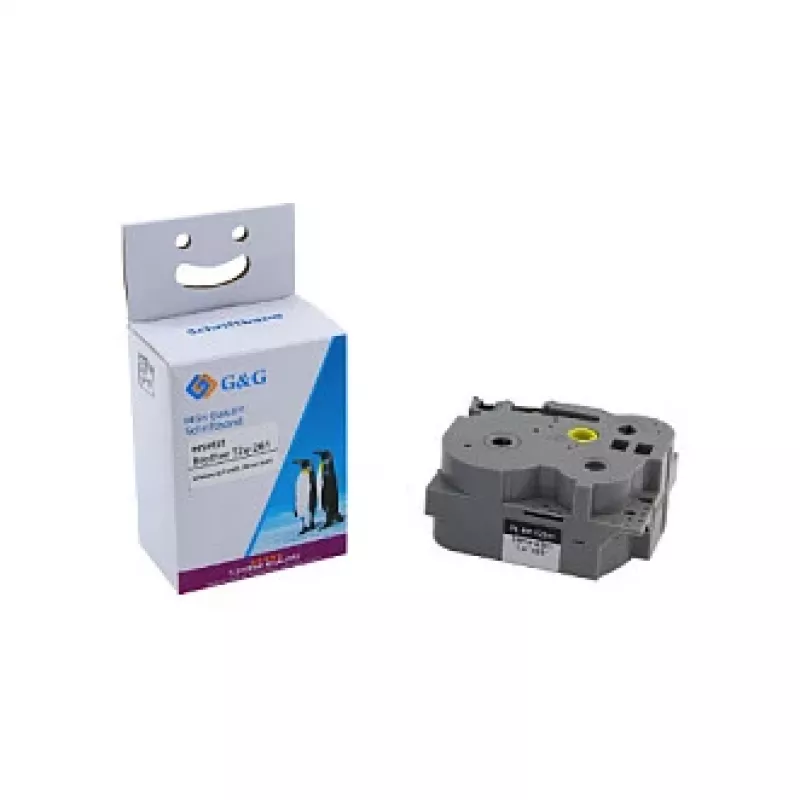 Nastro etichettatrice laminato compatibile Brother TZe-261 G&G 36mm x 8m bianco con testo nero