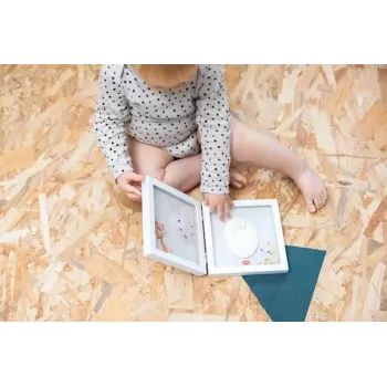 Tiny Love Set ricordo semplice con cornice per impronte mani o piedi del bambino, bianco