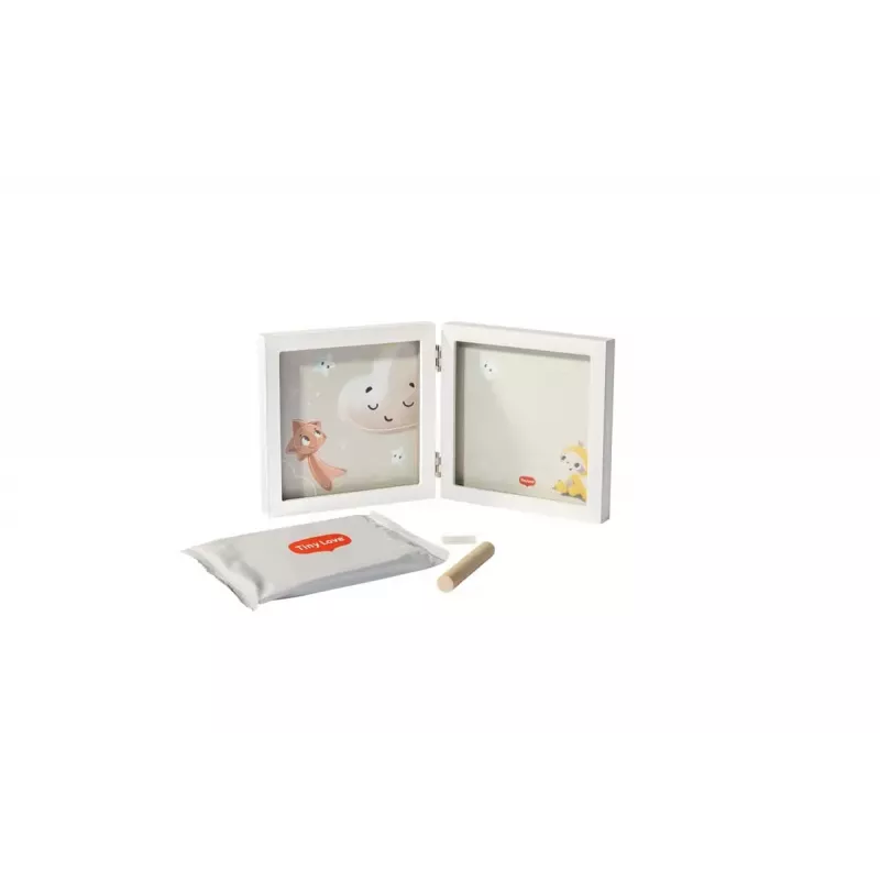 Tiny Love Set ricordo semplice con cornice per impronte mani o piedi del bambino, bianco