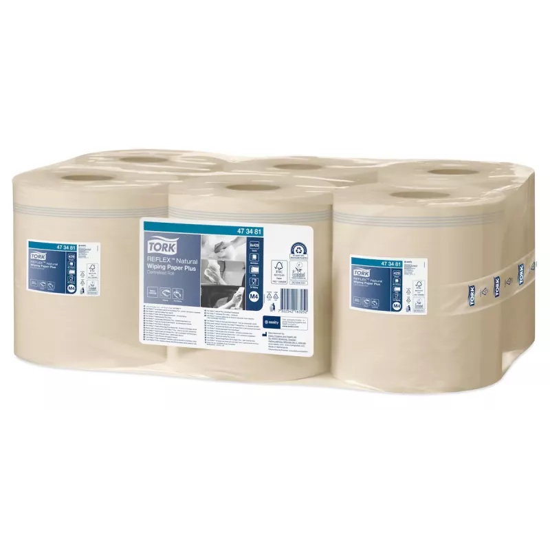 Tork Reflex Advanced M4 rotoli di carta multiuso Centrefeed, 2 veli, naturale, 429 fogli, 6 rotoli 473481