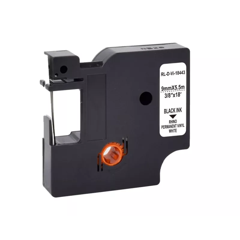 G&G nastro per etichettatrice in vinile bianco 9 mm x 5,5 m stampa nera (RL-D-Vi-18443-BK/WT-9MM*5.5M)