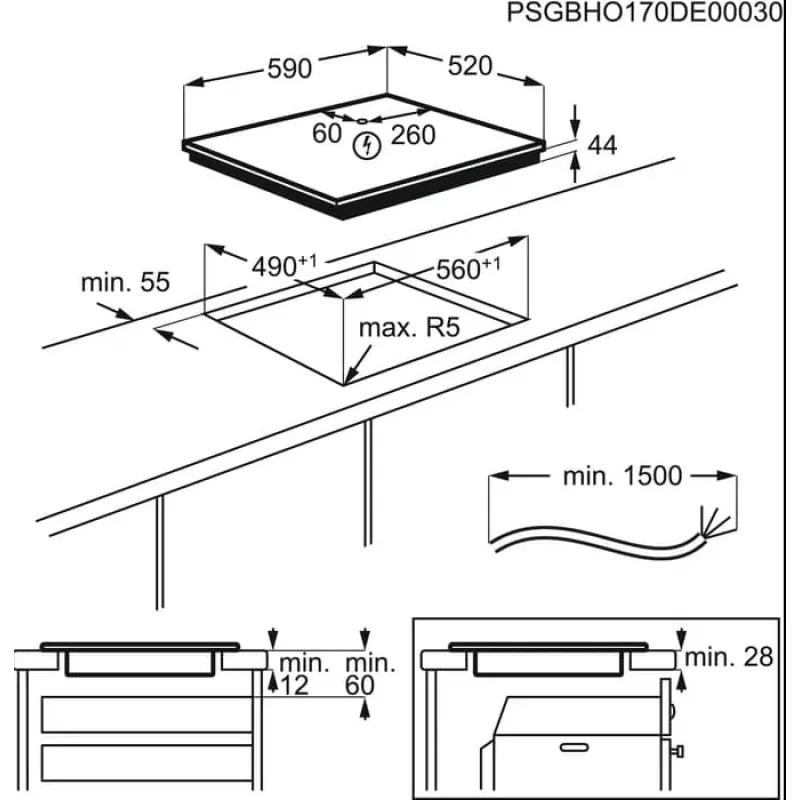 Electrolux LIR60433B piano cottura a induzione 60 cm, 4 zone, Touch-Control, nero