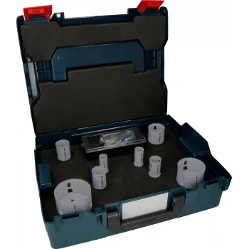 Bosch Progressor per legno e metallo set seghe a tazza, 7 pz., diametro 20-114 mm, attacco Power Change, HSS bi-metallo, con valigetta 2608594431