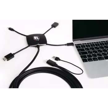 Kramer K-SPIDER Cavo adattatore per presentazioni multi-formato - HDMI/DisplayPort/Mini DisplayPort/USB-C su HDMI/USB - 3,05 m - 4K attivo 91-00015599
