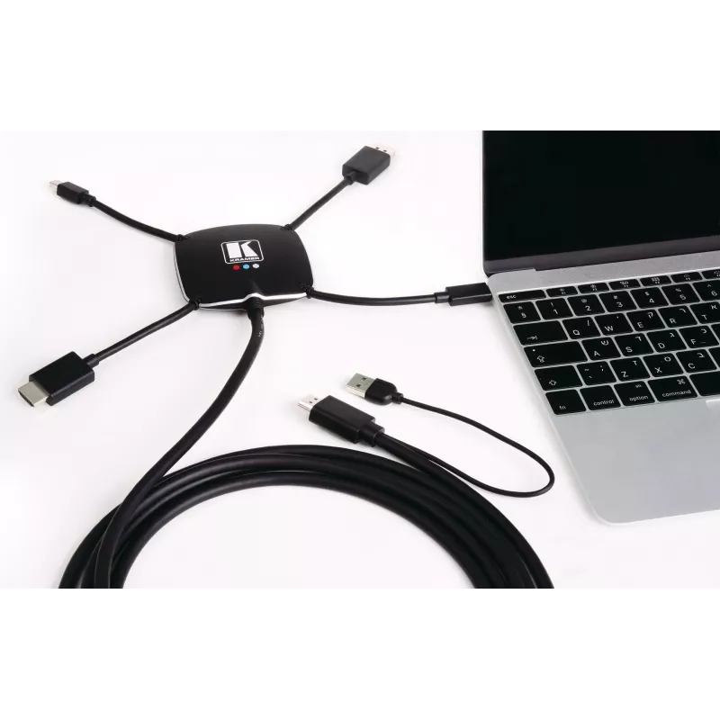 Kramer K-SPIDER Cavo adattatore per presentazioni multi-formato - HDMI/DisplayPort/Mini DisplayPort/USB-C su HDMI/USB - 3,05 m - 4K attivo 91-00015599