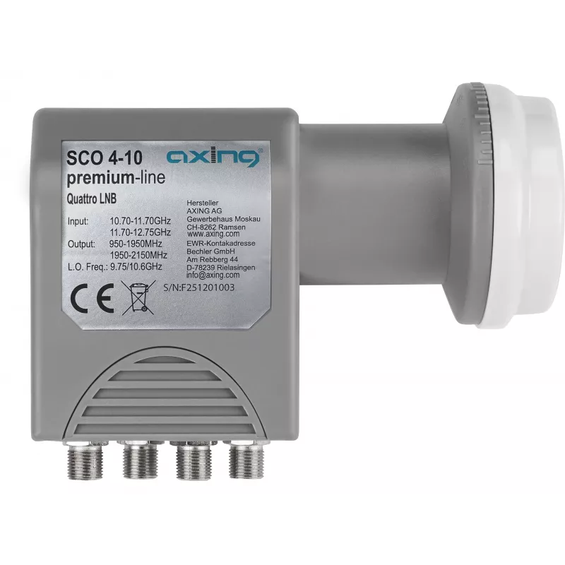 AXING SCO 4-10 LNB quattro, feedhorn 40 mm, 4 uscite, UHD/3D Ready SCO00410