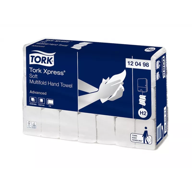 TORK Xpress Soft H2 Advanced Asciugamani interfold 2 veli in carta, bianchi, 3780 fogli (120498)