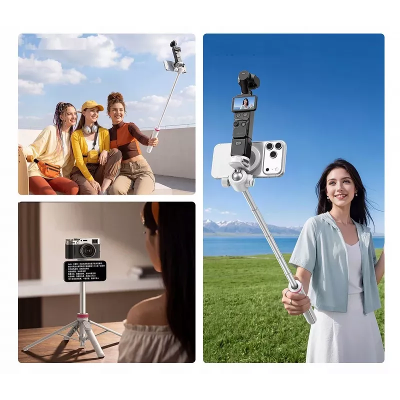 ULANZI MT-44 M MagSafe stativo selfie stick con telecomando Bluetooth, 149 cm, bianco