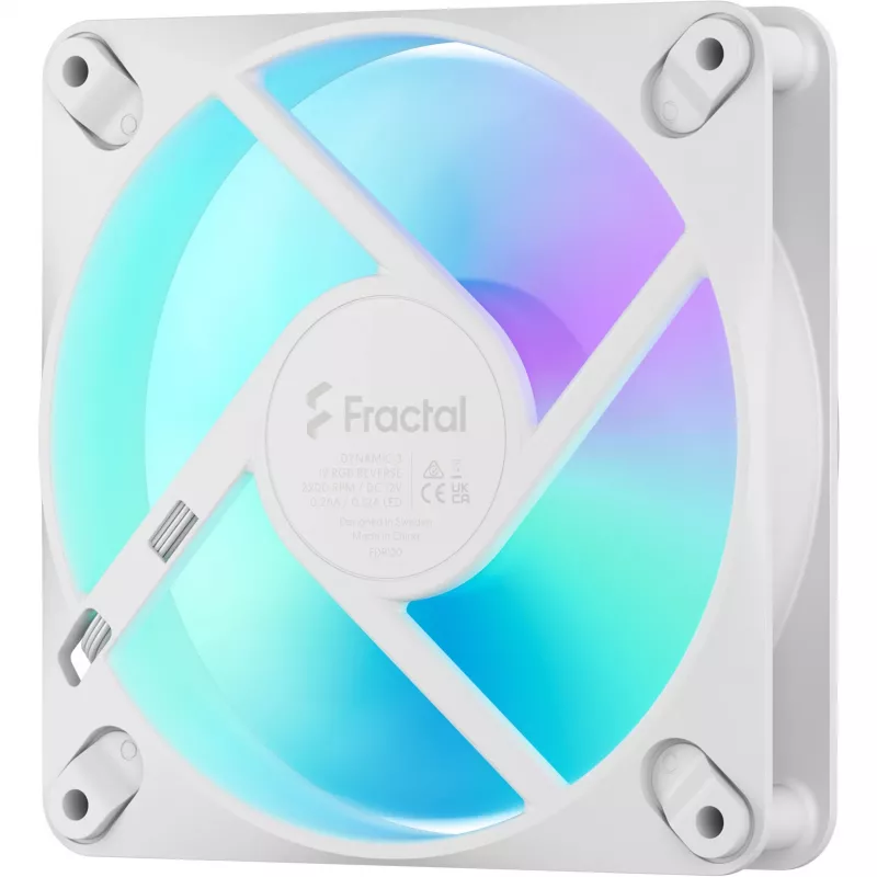 Fractal Design Dynamic 3-12 Reverse RGB White ventola per case, 120mm, PWM, ARGB, Reverse Blade FD-F-DR3-1205