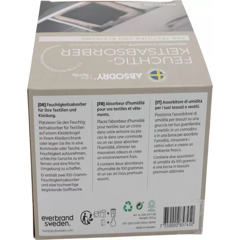 Absodry Duo Family Assorbiumidità per abbigliamento e tessuti, 2x 100 g (220-dft-e8)