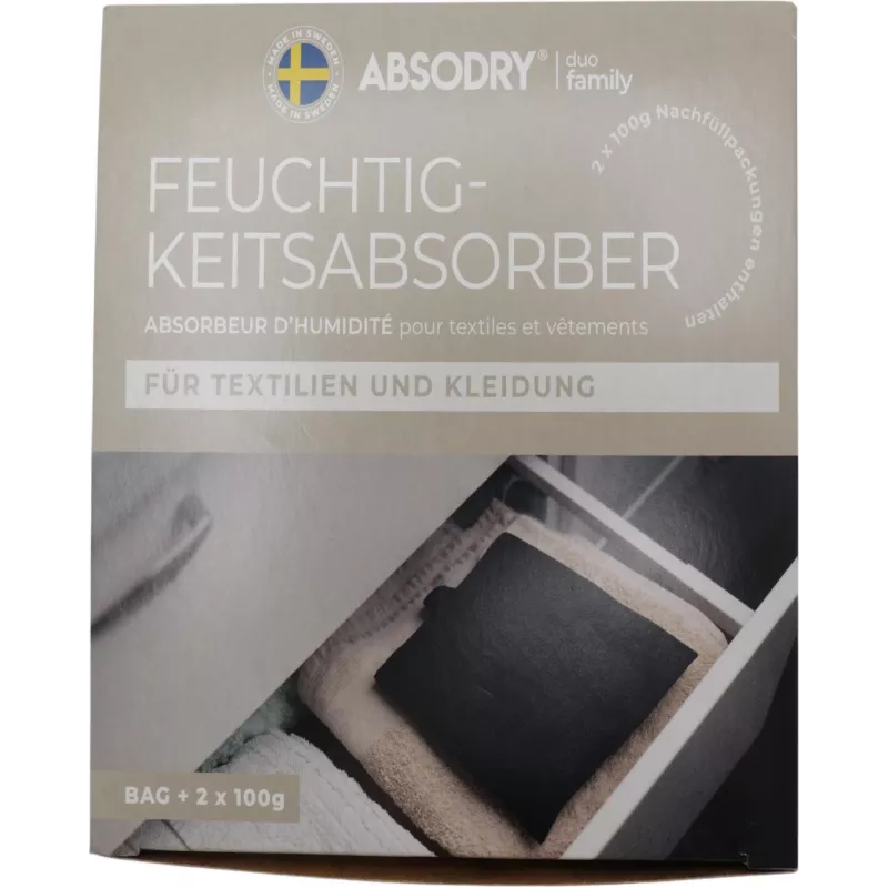 Absodry Duo Family Assorbiumidità per abbigliamento e tessuti, 2x 100 g (220-dft-e8)