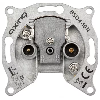 AXING BSD 4-10N Presa di connessione antenna multimediale, 4 uscite, 5-1006 MHz, 10 dB, da incasso BSD00410N