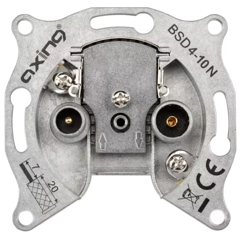 AXING BSD 4-10N Presa di connessione antenna multimediale, 4 uscite, 5-1006 MHz, 10 dB, da incasso BSD00410N
