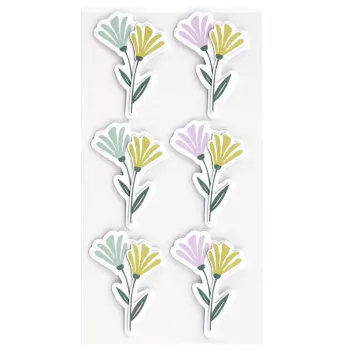 Artoz adesivi in carta fiori 3D, 6 pezzi, autoadesivi, vari motivi floreali per bricolage, scrapbooking, biglietti, decorazioni, multicolore, finitura opaca 185600-222