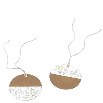 Artoz etichette regalo in carta marrone bianco set Hangtag Kraft rotondo 6,5 cm 6 pz. (144500-255)