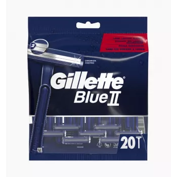 Gillette Blue II rasoi usa e getta per uomo, 20 pezzi, lame doppie con Lubrastrip 7702018466757
