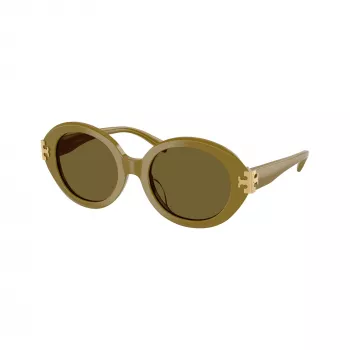 Tory Burch TY7210U occhiali da sole donna a farfalla, montatura havana marrone scuro, lenti marroni sfumate, 53-18-145 mm, protezione UV TY7210U201073