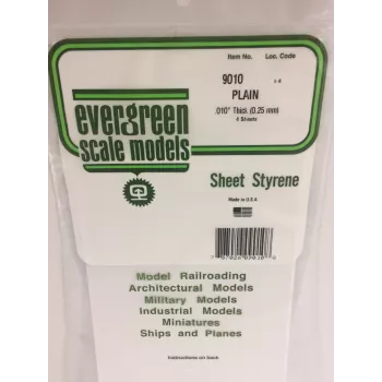 Evergreen 9010 lastra in polistirene 300 x 150 x 0,25 mm, bianca, confezione da 4
