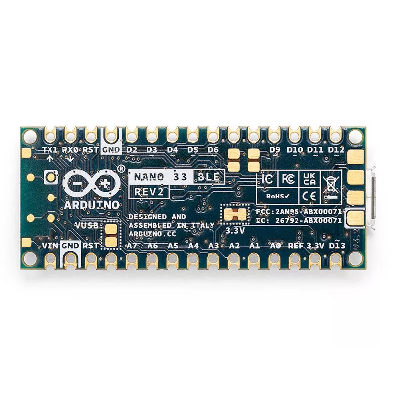 Scheda Arduino Nano 33 BLE Rev2 ABX00071 con nRF52840 Cortex-M4 e BLE 5.0