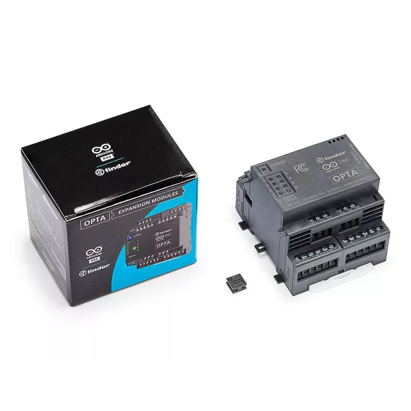 Modulo di espansione Arduino Pro Opta Ext D1608E, 16 ingressi di tensione programmabili, 8 relè elettromeccanici 250 V AC 6 A (AFX00005)
