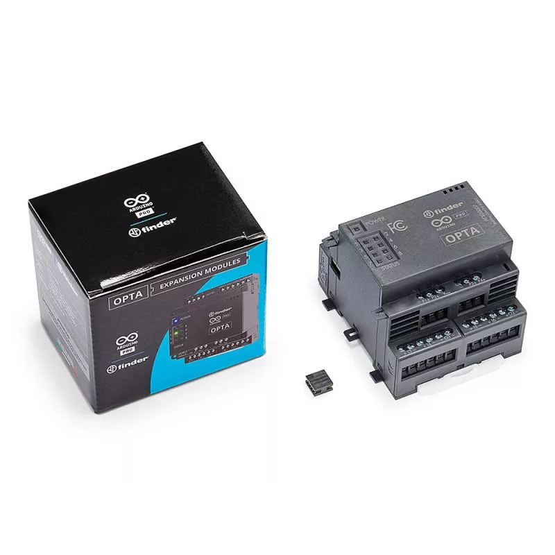 Modulo di espansione analogico Arduino Opta AFX00007 - 4 ingressi analogici configurabili, 2 uscite analogiche, 12-24 VDC, guida DIN