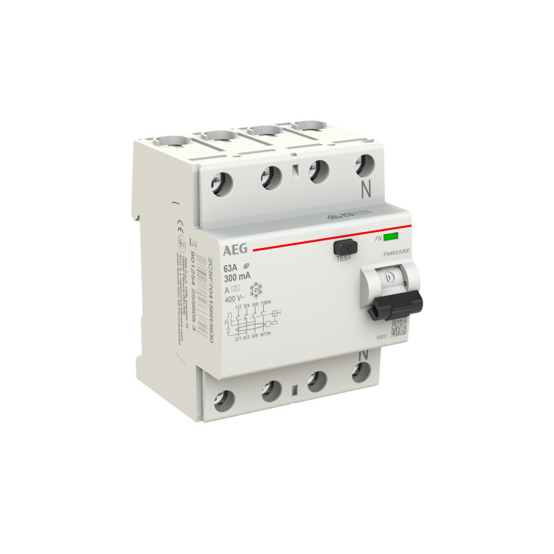 AEG BUSCH JAEGER FN463/A300 interruttore differenziale, 4P, 63A, 300mA, tipo A 2CSF704156R3630