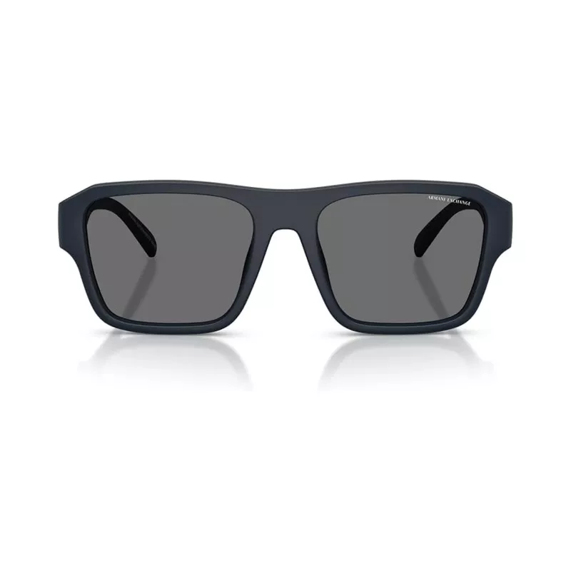 Armani Exchange Uomo AX4154SU-56 Occhiali da sole rettangolari, montatura nera, lenti grigie, 56mm