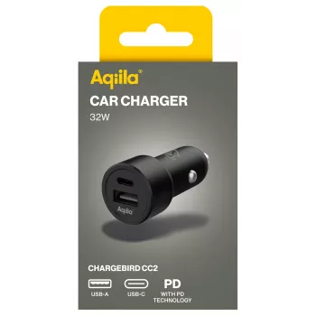 Aqiila CHARGEBIRD CC2 Caricabatterie da auto nero, 32 Watt (AQCCCC2CBI403)