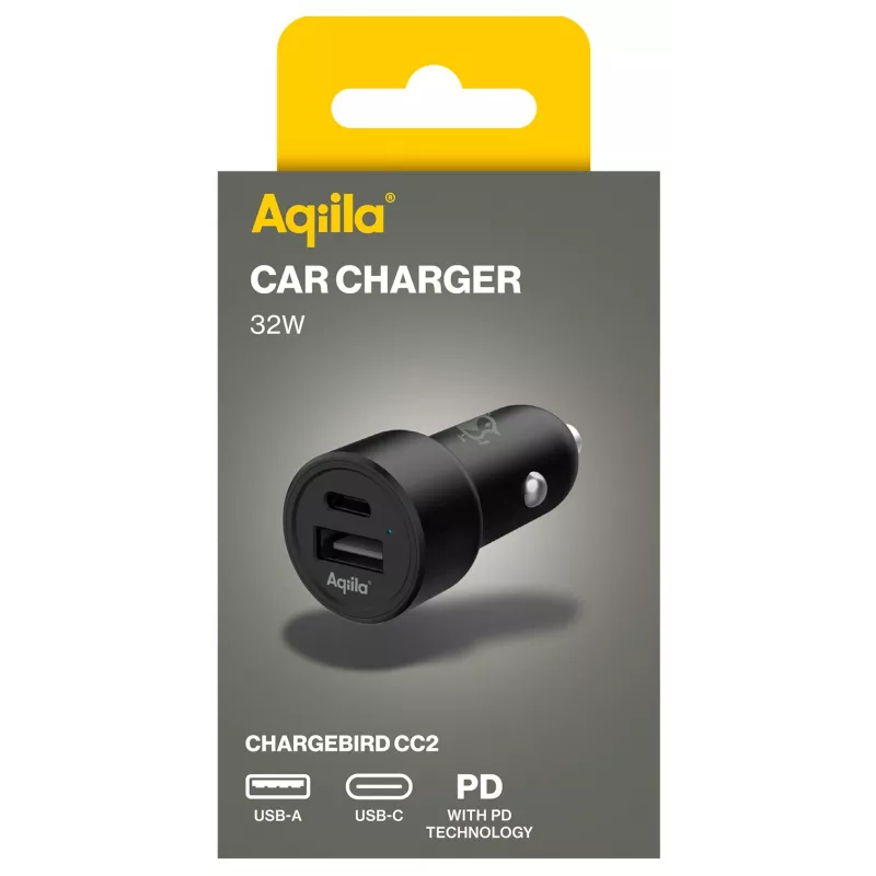 Aqiila CHARGEBIRD CC2 Caricabatterie da auto nero, 32 Watt (AQCCCC2CBI403)