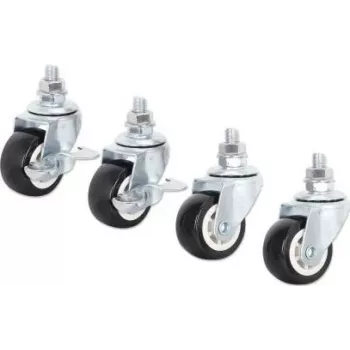 Intellinet Basic Line Set di rotelle per armadio a parete 19 pollici, 4 rotelle (2 con freno), portata 60 kg, nero/argento 716819